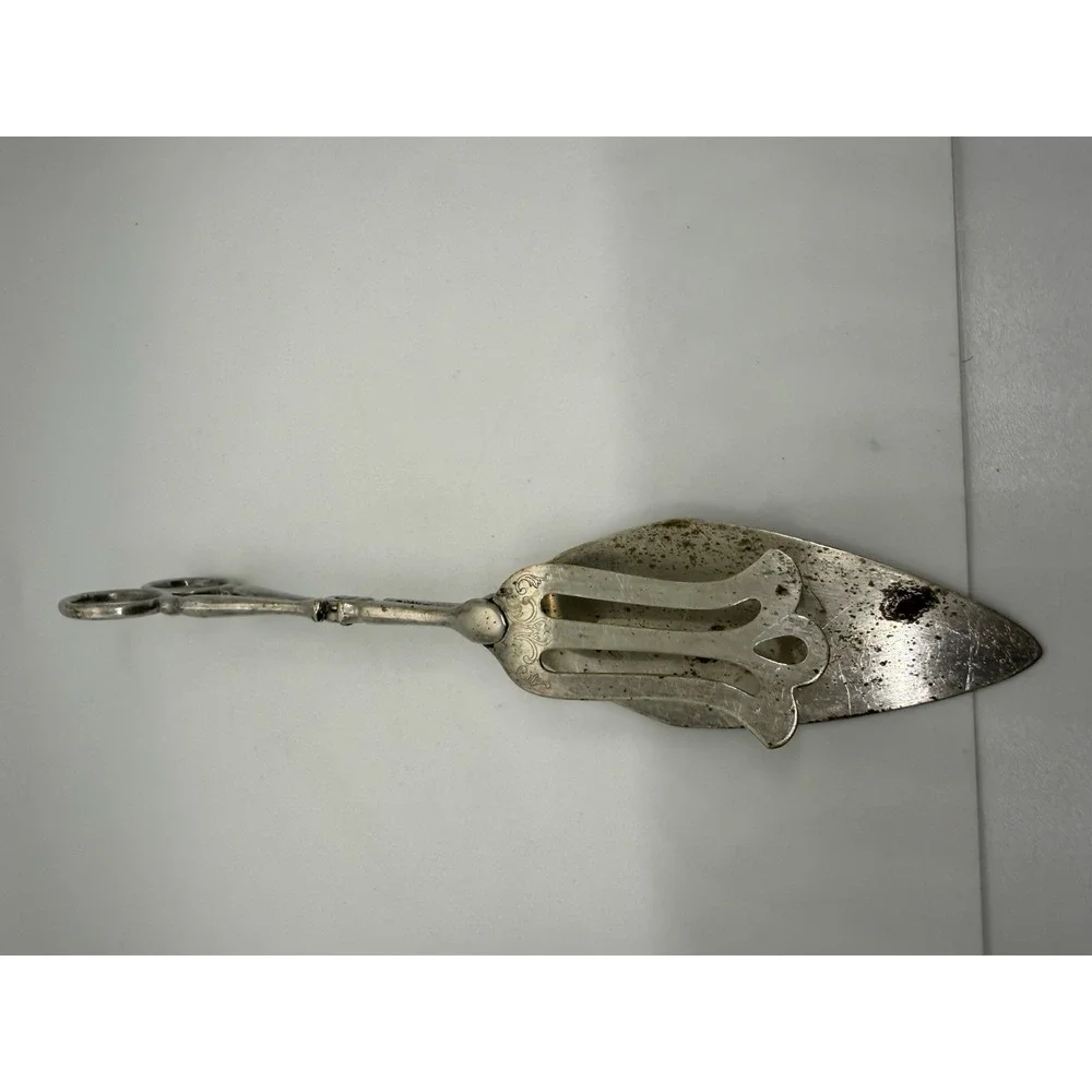 Vintage Italy Silver Plated Scissors-Style Serving Tongs Salad Cake Sandwich